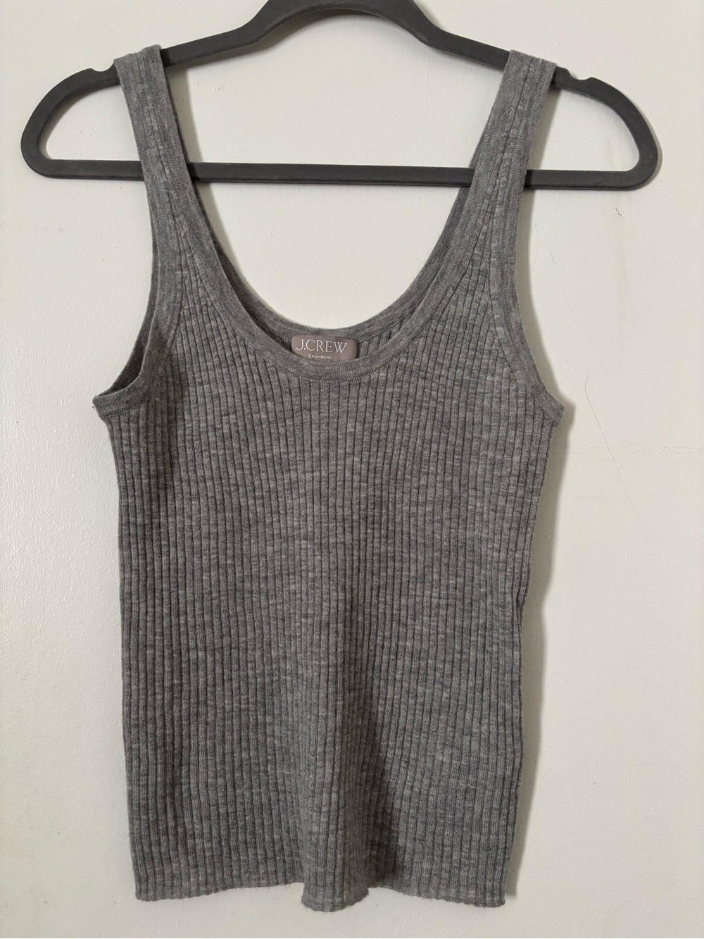 J. Crew Featherweight Cashmere Gray Ribbed Tank Top
